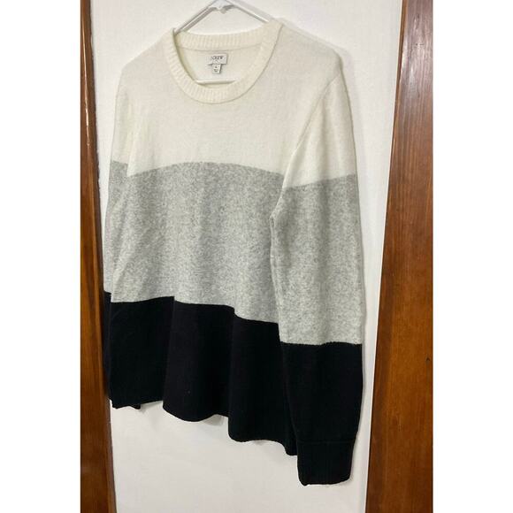 J.Crew Colorblock crewneck sweater in extra-soft yarn Womens Wool Blend Sz Large - Picture 3 of 7